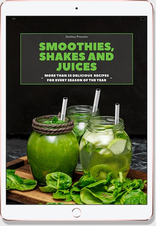 an iPad showing the cover of the smoothies ebook gifted when buying a set of stainless steel straws